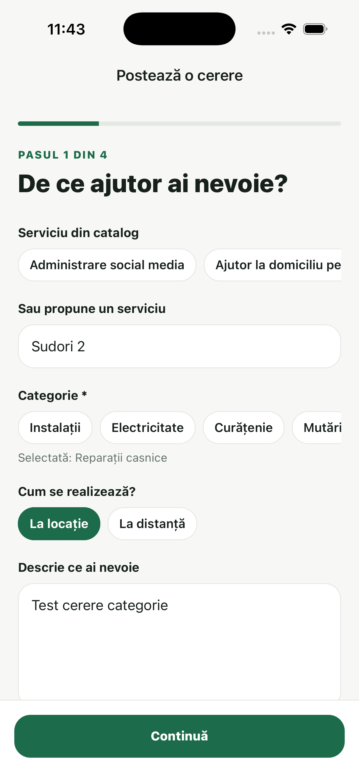 Formularul de cerere Can U Help pe iPhone